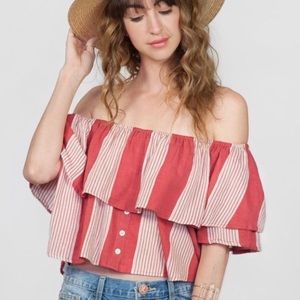 Faithfull the Brand Red and White Striped Blouse